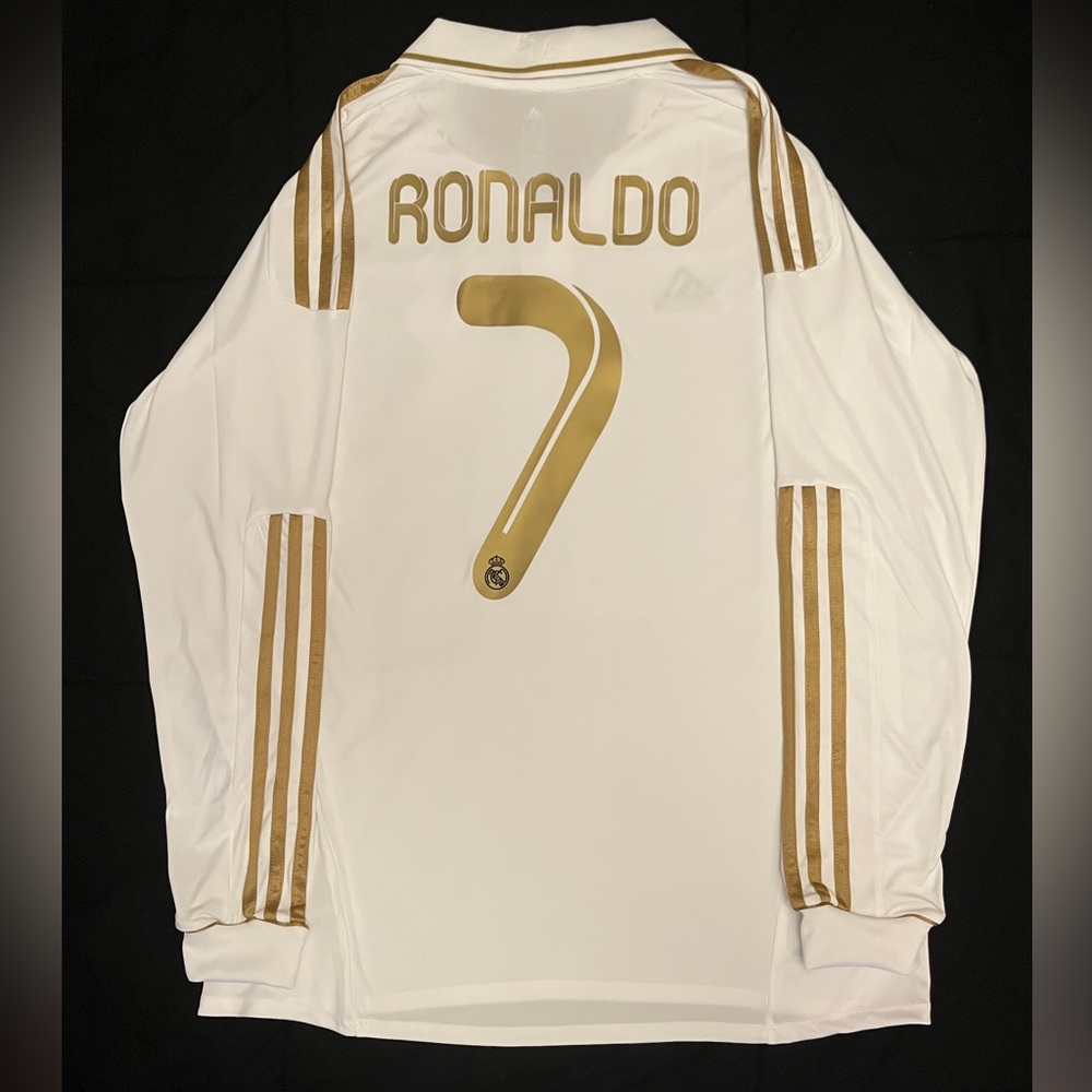 Ronaldo #7 Real Madrid White Gold Home Longsleeve S-L 2011/12